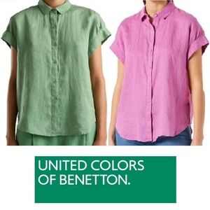 NWT United Colors of Benetton 100% linen shirt, size M